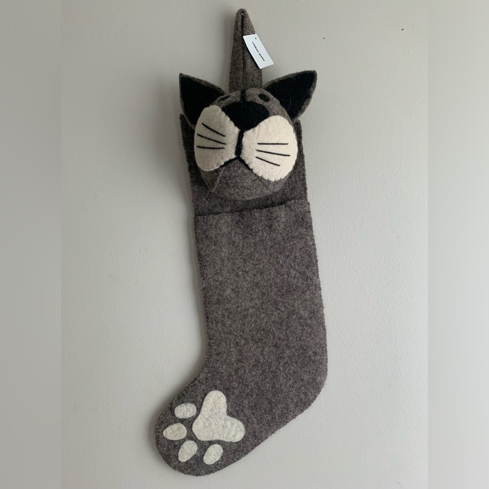 Urban Barn Christmas Holiday Cat Felt Stocking